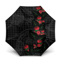 Hawaiian Kakau Art Umbrella Taro Leaves with Ohia Lehua and Pakala Pattern - Polynesian Pride