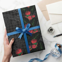 Hawaiian Kakau Art Wrapping Paper Taro Leaves with Ohia Lehua and Pakala Pattern - Polynesian Pride