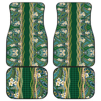 Hawaiian Art Flower Tribal with Lei Car Mats Palaka Pattern Green Color - Polynesian Pride