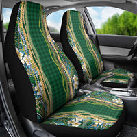 Hawaiian Art Flower Tribal with Lei Car Seat Cover Palaka Pattern Green Color - Polynesian Pride