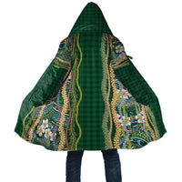 Hawaiian Art Flower Tribal with Lei Cloak Palaka Pattern Green Color - Polynesian Pride