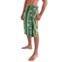 Hawaiian Art Flower Tribal with Lei Lavalava Palaka Pattern Green Color - Polynesian Pride