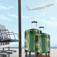 Hawaiian Art Flower Tribal with Lei Luggage Cover Palaka Pattern Green Color - Polynesian Pride
