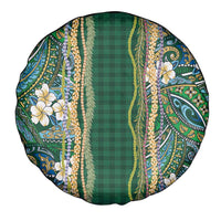 Hawaiian Art Flower Tribal with Lei Spare Tire Cover Palaka Pattern Green Color - Polynesian Pride