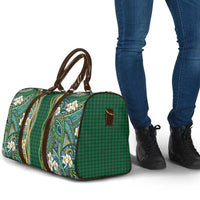 Hawaiian Art Flower Tribal with Lei Travel Bag Palaka Pattern Green Color - Polynesian Pride
