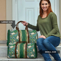 Hawaiian Art Flower Tribal with Lei Travel Bag Palaka Pattern Green Color - Polynesian Pride