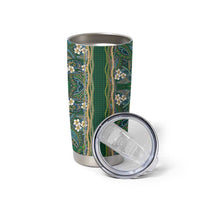 Hawaiian Art Flower Tribal with Lei Tumbler Cup Palaka Pattern Green Color LT03 - Polynesian Pride