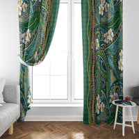 Hawaiian Art Flower Tribal with Lei Window Curtain Palaka Pattern Green Color LT03 - Polynesian Pride