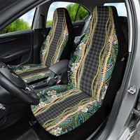 Hawaiian Art Flower Tribal with Lei Car Seat Cover Palaka Pattern Black Color - Polynesian Pride
