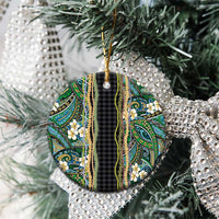 Hawaiian Art Flower Tribal with Lei Ceramic Ornament Palaka Pattern Black Color - Polynesian Pride