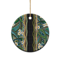 Hawaiian Art Flower Tribal with Lei Ceramic Ornament Palaka Pattern Black Color - Polynesian Pride
