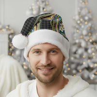 Hawaiian Art Flower Tribal with Lei Christmas Santa Hat Palaka Pattern Black Color - Polynesian Pride