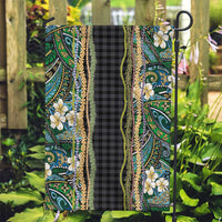 Hawaiian Art Flower Tribal with Lei Garden Flag Palaka Pattern Black Color - Polynesian Pride