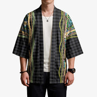 Hawaiian Art Flower Tribal with Lei Kimono Palaka Pattern Black Color LT03 - Polynesian Pride