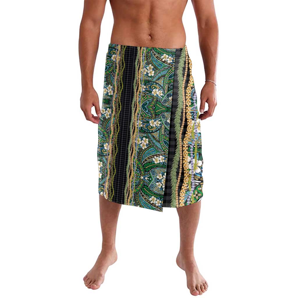 Hawaiian Art Flower Tribal with Lei Lavalava Palaka Pattern Black Color - Polynesian Pride