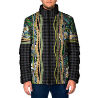 Hawaiian Art Flower Tribal with Lei Padded Jacket Palaka Pattern Black Color - Polynesian Pride