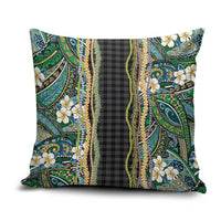 Hawaiian Art Flower Tribal with Lei Pillow Cover Palaka Pattern Black Color - Polynesian Pride