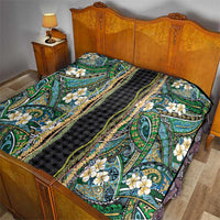 Hawaiian Art Flower Tribal with Lei Quilt Palaka Pattern Black Color - Polynesian Pride