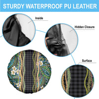 Hawaiian Art Flower Tribal with Lei Spare Tire Cover Palaka Pattern Black Color - Polynesian Pride