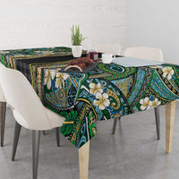 Hawaiian Art Flower Tribal with Lei Tablecloth Palaka Pattern Black Color - Polynesian Pride
