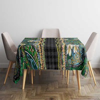 Hawaiian Art Flower Tribal with Lei Tablecloth Palaka Pattern Black Color - Polynesian Pride
