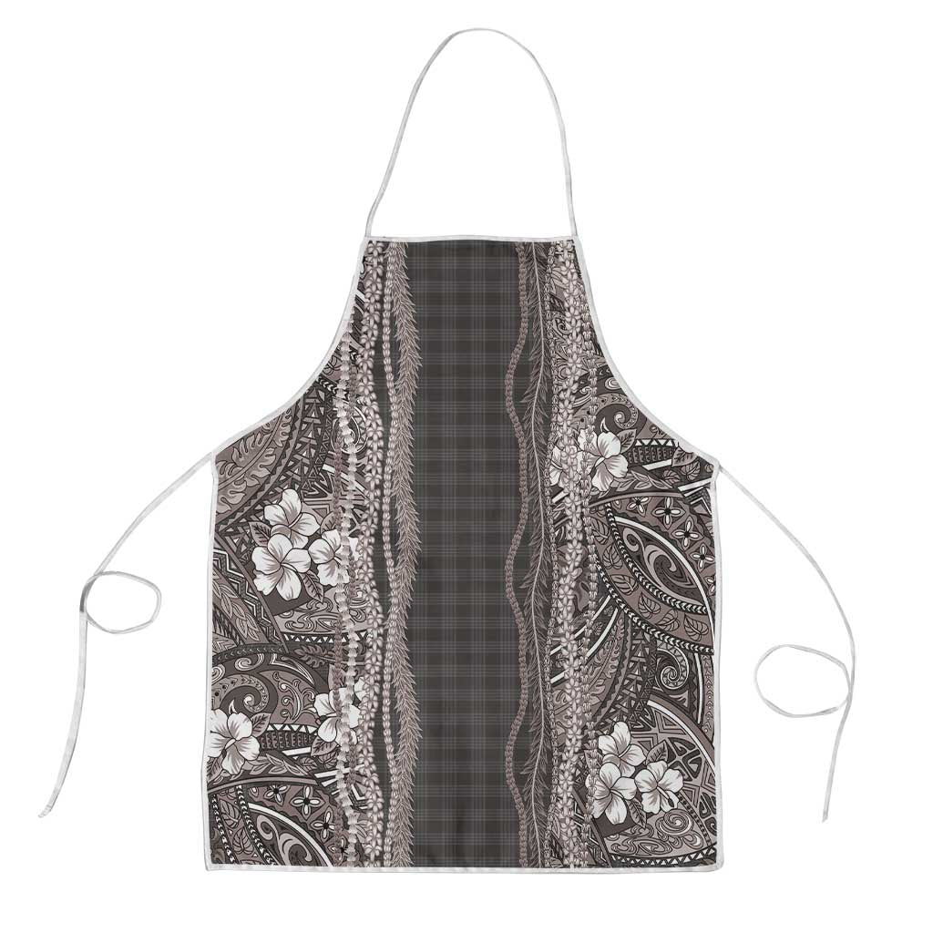 Hawaiian Art Flower Tribal with Lei Apron Palaka Pattern Grayscale LT03 Gray - Polynesian Pride