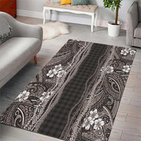 Hawaiian Art Flower Tribal with Lei Area Rug Palaka Pattern Grayscale - Polynesian Pride