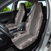 Hawaiian Art Flower Tribal with Lei Car Seat Cover Palaka Pattern Grayscale - Polynesian Pride