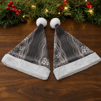 Hawaiian Art Flower Tribal with Lei Christmas Santa Hat Palaka Pattern Grayscale - Polynesian Pride