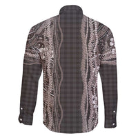 Hawaiian Art Flower Tribal with Lei Family Matching Puletasi and Hawaiian Shirt Palaka Pattern Grayscale - Polynesian Pride