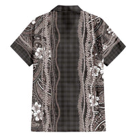 Hawaiian Art Flower Tribal with Lei Family Matching Summer Maxi Dress and Hawaiian Shirt Palaka Pattern Grayscale - Polynesian Pride