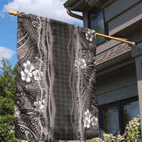 Hawaiian Art Flower Tribal with Lei Garden Flag Palaka Pattern Grayscale - Polynesian Pride