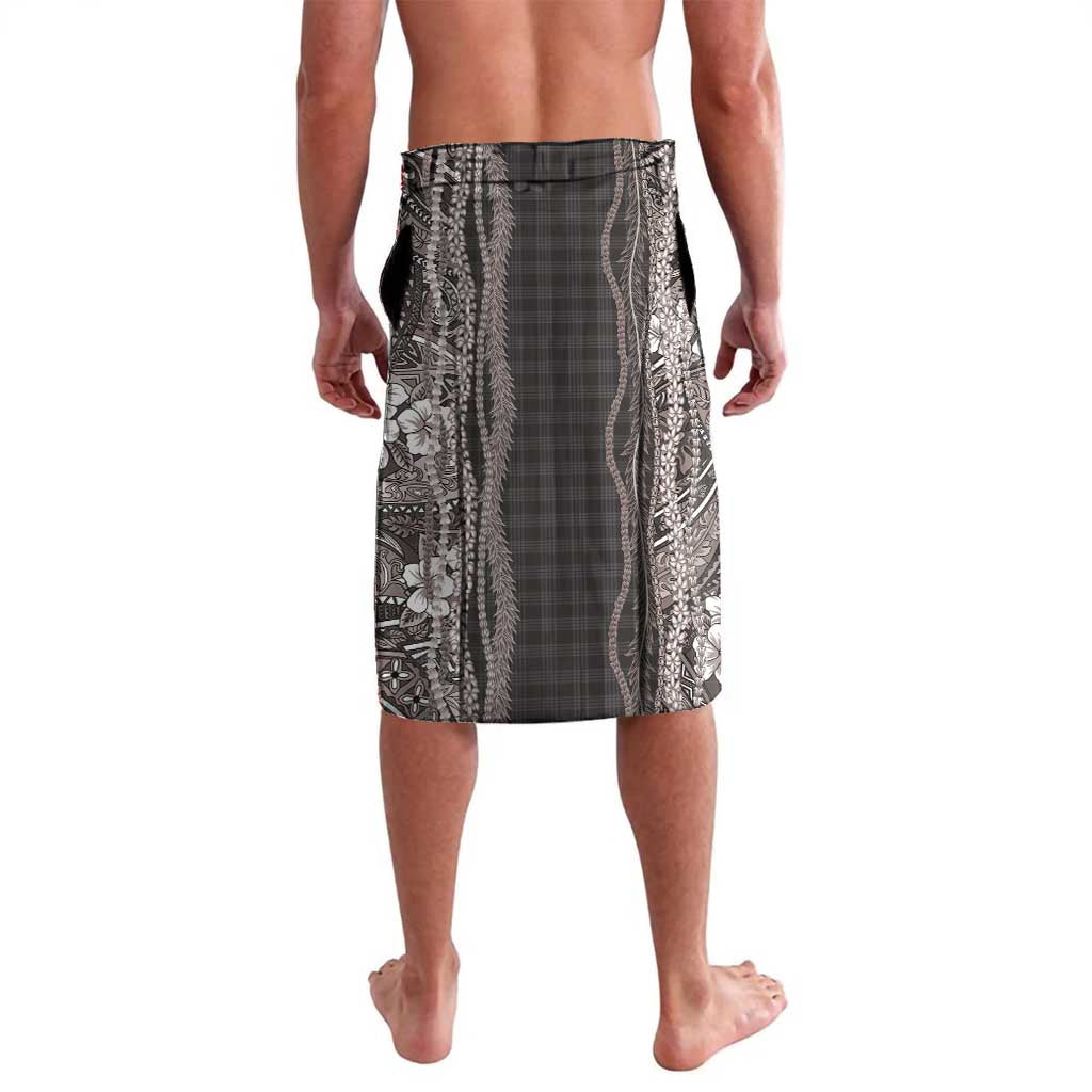 Hawaiian Art Flower Tribal with Lei Lavalava Palaka Pattern Grayscale - Polynesian Pride