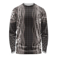 Hawaiian Art Flower Tribal with Lei Long Sleeve Shirt Palaka Pattern Grayscale - Polynesian Pride