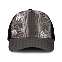 Hawaiian Art Flower Tribal with Lei Mesh Trucker Cap Palaka Pattern Grayscale - Polynesian Pride