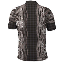 Hawaiian Art Flower Tribal with Lei Polo Shirt Palaka Pattern Grayscale - Polynesian Pride