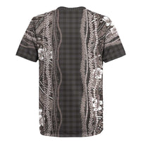 Hawaiian Art Flower Tribal with Lei Rugby Jersey Palaka Pattern Grayscale - Polynesian Pride