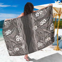 Hawaiian Art Flower Tribal with Lei Sarong Palaka Pattern Grayscale - Polynesian Pride