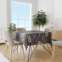 Hawaiian Art Flower Tribal with Lei Tablecloth Palaka Pattern Grayscale - Polynesian Pride