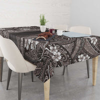 Hawaiian Art Flower Tribal with Lei Tablecloth Palaka Pattern Grayscale - Polynesian Pride