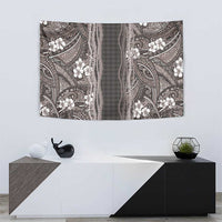 Hawaiian Art Flower Tribal with Lei Tapestry Palaka Pattern Grayscale - Polynesian Pride