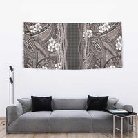 Hawaiian Art Flower Tribal with Lei Tapestry Palaka Pattern Grayscale - Polynesian Pride