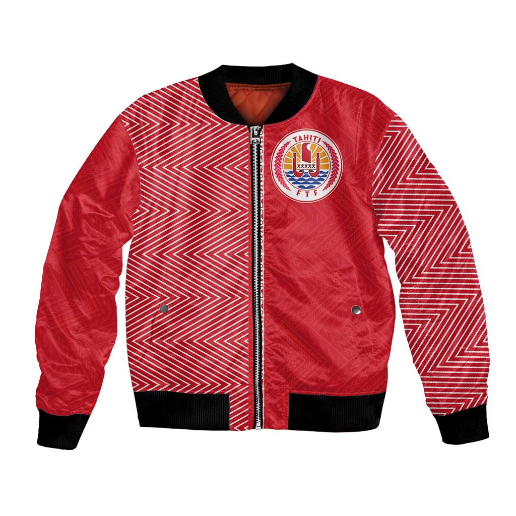 Custom Tahiti Football-Iron Warriors Bomber Jacket LT03 Unisex Red - Polynesian Pride