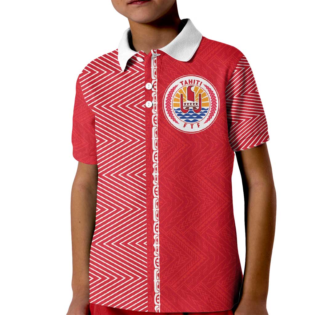Custom Tahiti Football-Iron Warriors Kid Polo Shirt LT03 Kid Red - Polynesian Pride