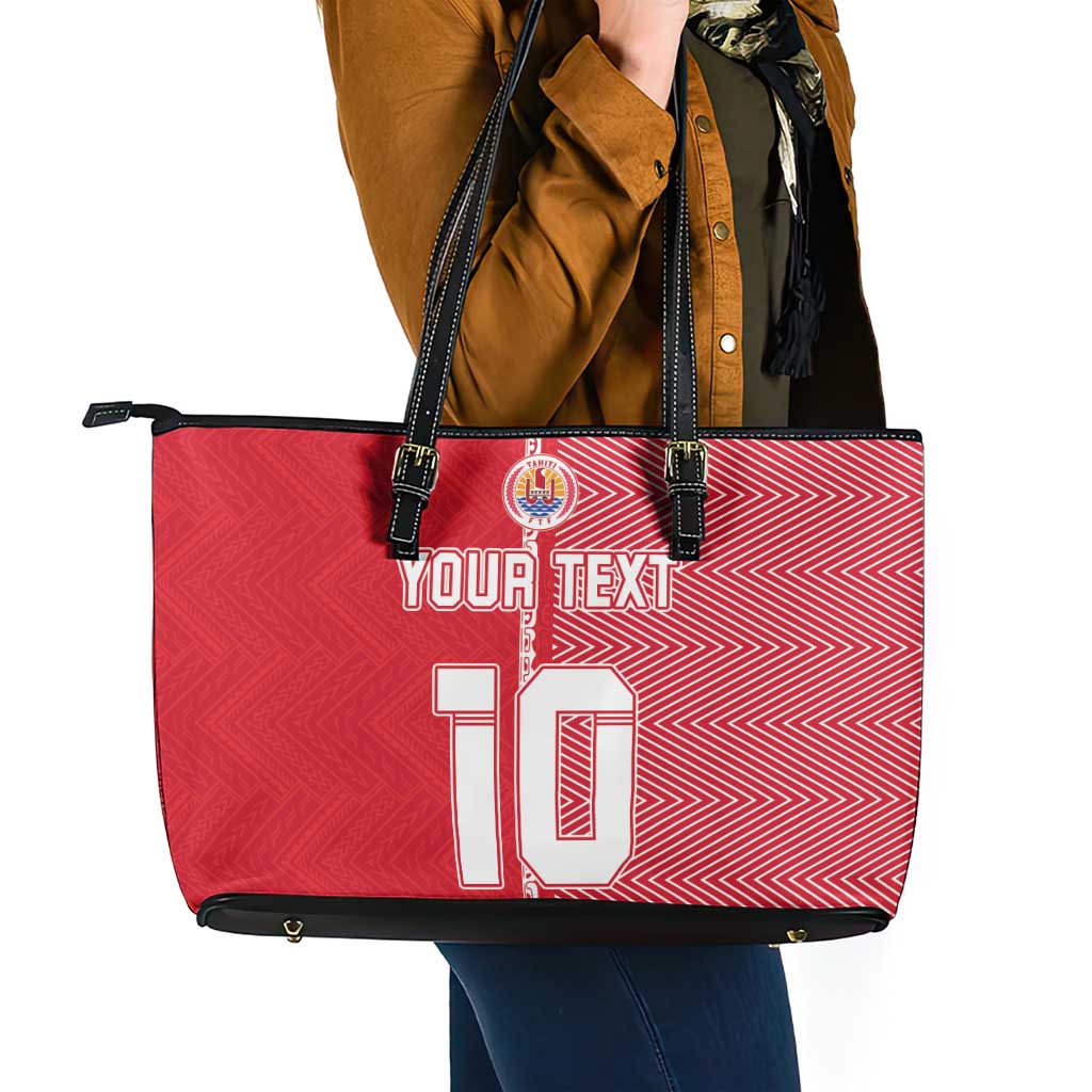 Custom Tahiti Football-Iron Warriors Leather Tote Bag
