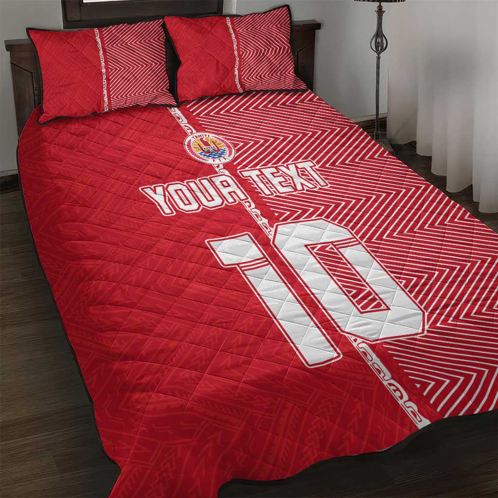 Custom Tahiti Football-Iron Warriors Quilt Bed Set LT03 Red - Polynesian Pride