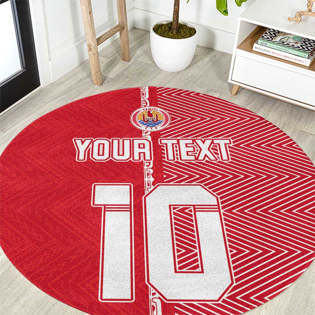 Custom Tahiti Football-Iron Warriors Round Carpet LT03 Red - Polynesian Pride
