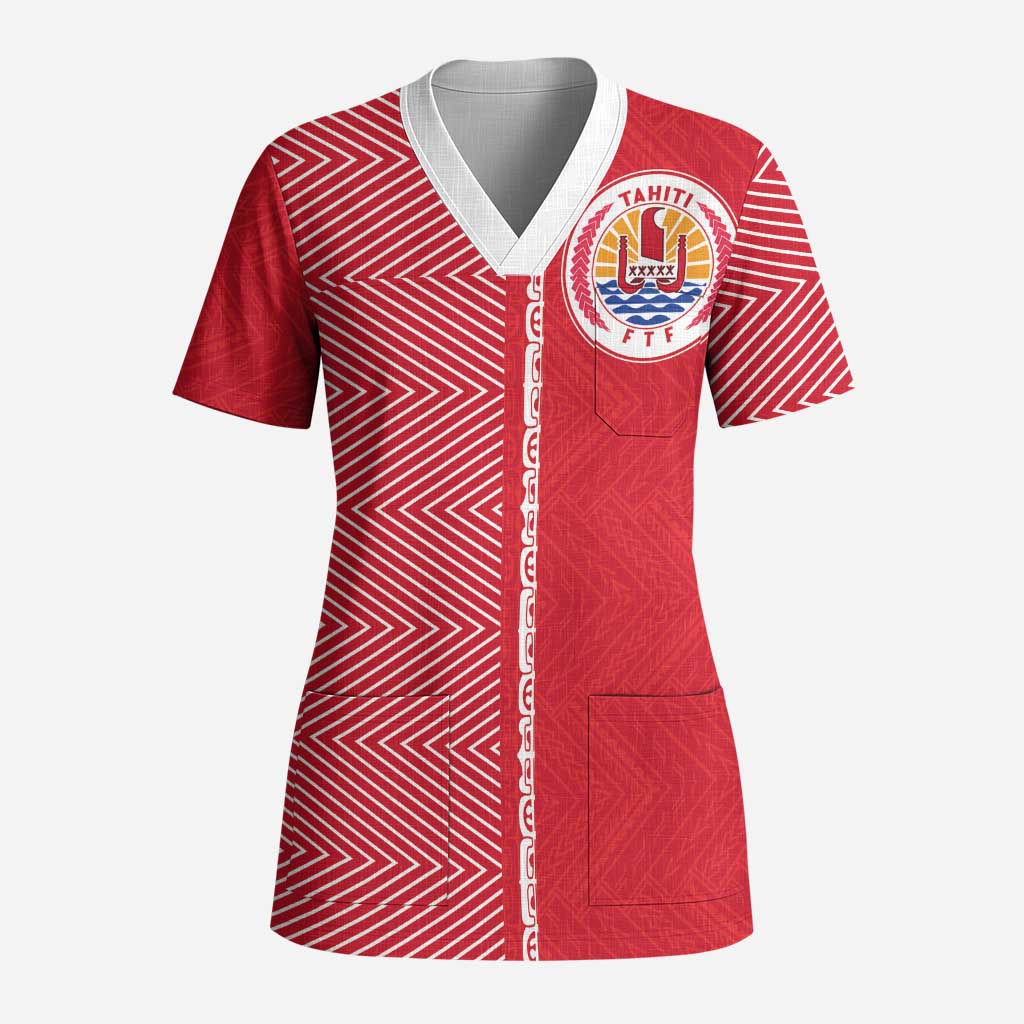 Custom Tahiti Football-Iron Warriors Scrub Top LT03 Adult Red - Polynesian Pride