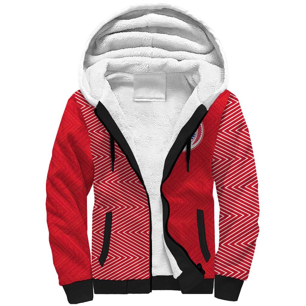 Custom Tahiti Football-Iron Warriors Sherpa Hoodie LT03 Unisex Red - Polynesian Pride