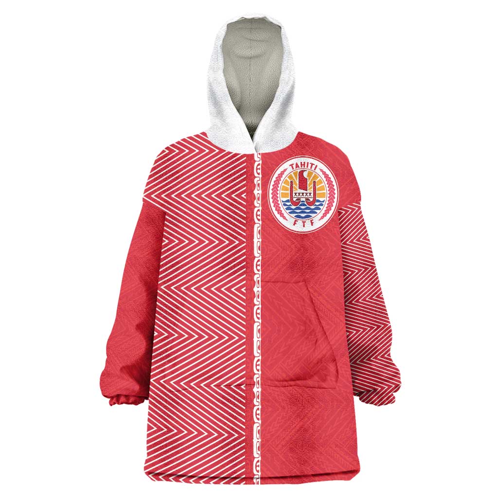 Custom Tahiti Football-Iron Warriors Wearable Blanket Hoodie LT03 One Size Red - Polynesian Pride